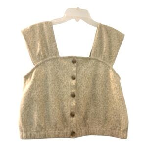 MADEWELL crop top size Medium, large square shoulders, light green, tan floral